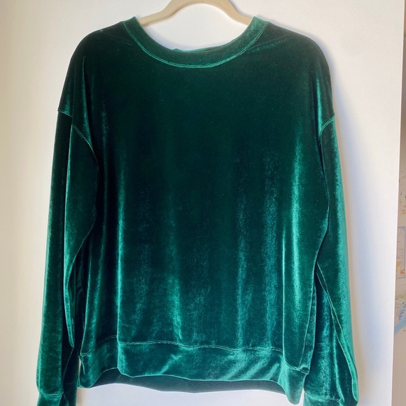 LIKE NEW Custom Design Velor Velvet 2-Piece Co-Ord Sweatpants Sweatshirt Green - Picture 4 of 8